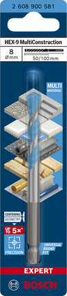 Bosch EXPERT HEX-9 MultiConstruction drill bit 8×50×100 mm.