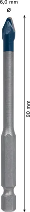 EXPERT HEX-9 Hard Ceramic Drill Bit, 6 x 90 mm Bosch EXPERT HEX-9 Hard Ceramic Drill Bit, 6 x 90 mm.