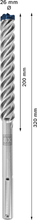 EXPERT SDS max-8X Hammer Drill Bit 26 x 200 x 320 mm EXPERT SDS max-8X Hammer Drill Bit 26 x 200 x 320 mm