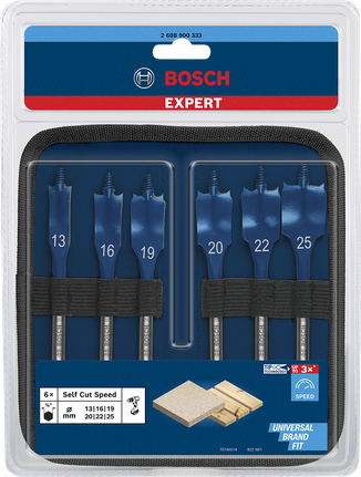 Bosch spade drill bit set 13–25 mm.