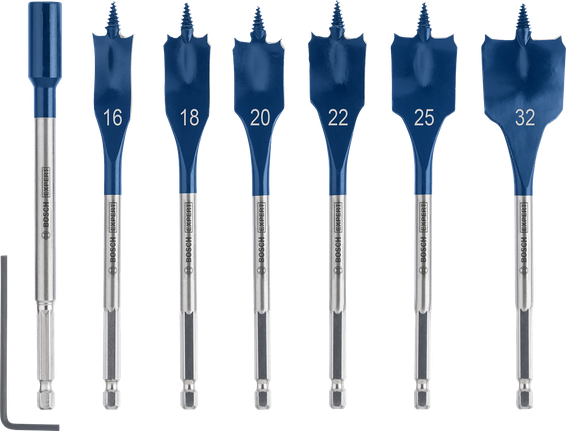 Bosch EXPERT Self Cut Speed spade drill bit set 7-piece.