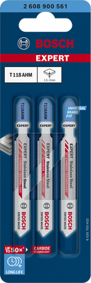 EXPERT Tough Metal thin T118AHM Bosch T118AHM jigsaw blades 3-pack