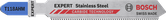 Bosch T118AHM jigsaw blade for stainless steel cutting.