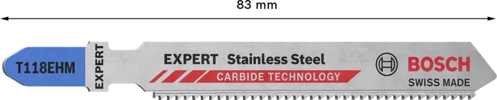 Bosch EXPERT T118EHM jigsaw blade for stainless steel.