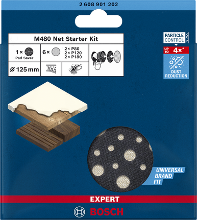 EXPERT M480 Starter Kit for Random Orbital Sanders 125 mm 7-pc Bosch M480 Net Starter Kit 125 mm 7-pc.
