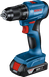 Bosch GSR 185-LI cordless drill with 18V 2.0Ah battery.