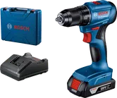 Bosch GSR 185-LI cordless drill with battery and case.