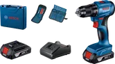 Bosch GSR 185-LI cordless drill set with accessories.