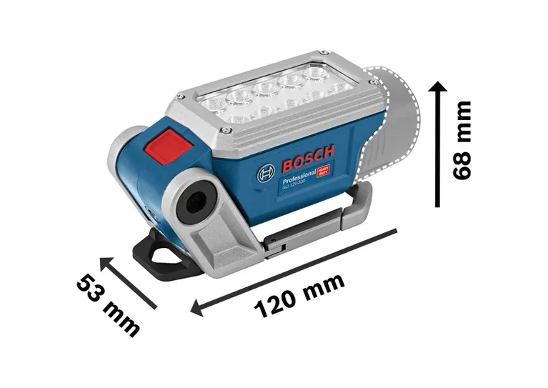 Bosch GLI 12V-330 cordless light, 330 lumens output.