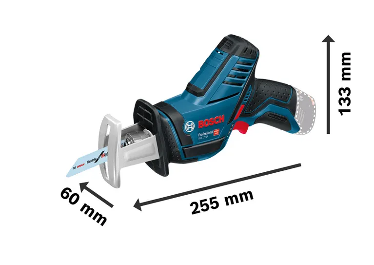 GSA 12V-Li Bosch GSA 12V-14 cordless reciprocating saw, compact size.