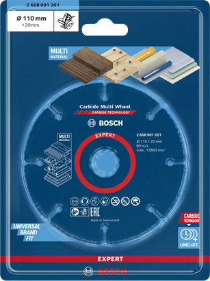 Bosch EXPERT Multi Material 110×20 mm cutting disc.