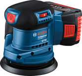 Bosch GEX 185-LI random orbit sander with 125mm pad.