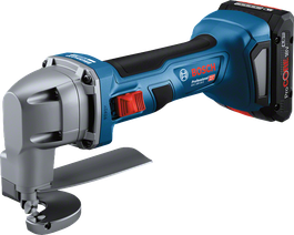 Bosch GSC 18V-16 E cordless metal shear for cutting steel.