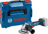 Bosch GWS 18V-15 SC cordless angle grinder with case.