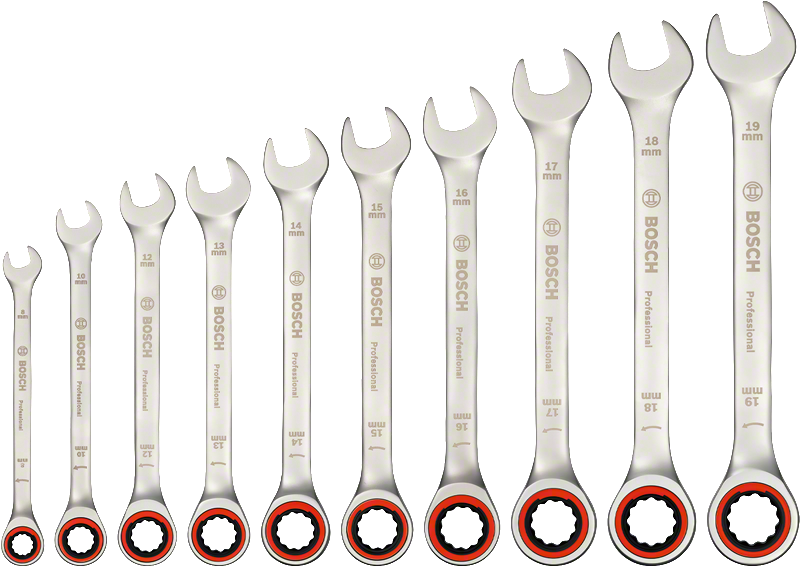 Ratchet Spanner Set 10 pc Bosch Ratchet Spanner Set 10 pc, metric sizes.