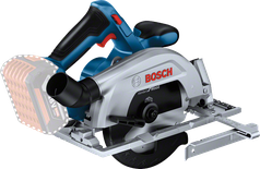 Bosch GKS 185-LI cordless circular saw with blade and guide.