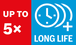 Long life up to 5x.