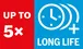 Long life up to 5x.