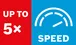 Up to 5x speed.