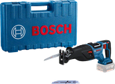 Bosch GSA 185-LI cordless reciprocating saw with case.