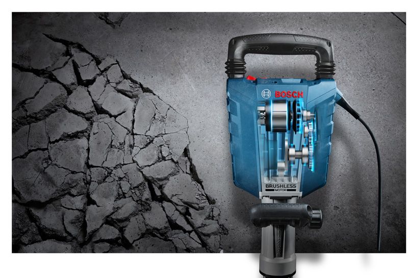 GSH 14 C Jackhammer breaking concrete surface.