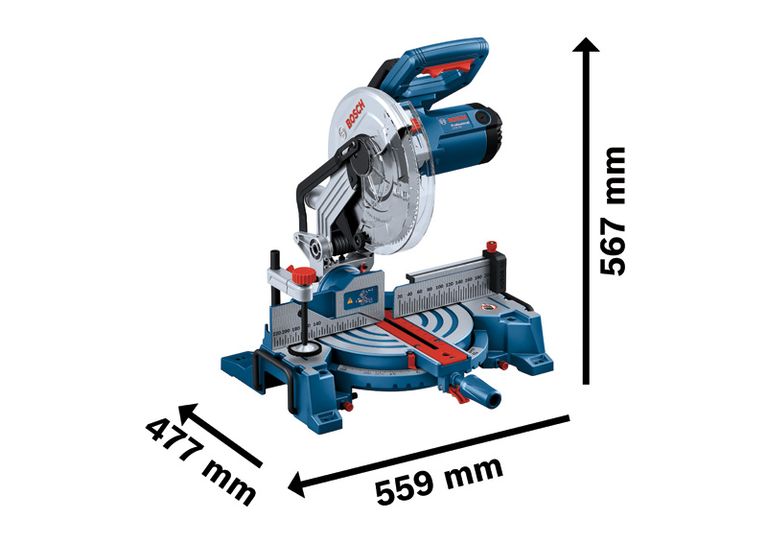 GCM 254 Bosch GCM 254 mitre saw with angle scale.