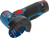 Bosch GWS 12V-76 angle grinder with carbide multi-wheel.