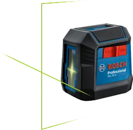 Bosch GLL 50 G laser leveling tool with green lines.
