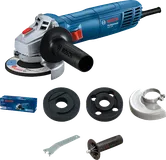 Bosch GWS 700 angle grinder with accessories.
