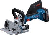 Bosch GFF 18V-22 cordless biscuit joiner for precise wood joints.
