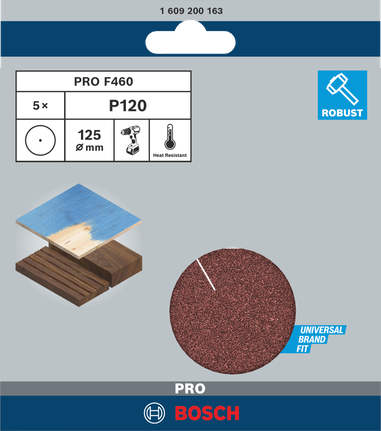 Bosch PRO F460 125 mm sanding sheet G120 pack of 5.