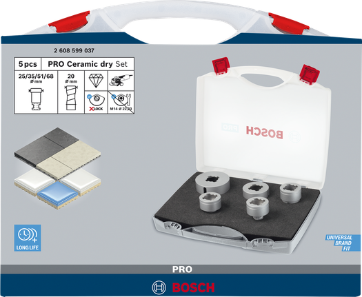Bosch PRO Ceramic dry X-Lock Core Cutter Set, 5 pcs.