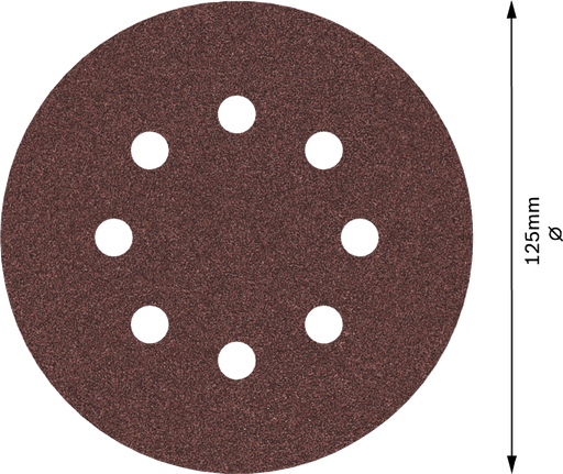 Bosch PRO E466 125mm sanding disc with 8 holes.