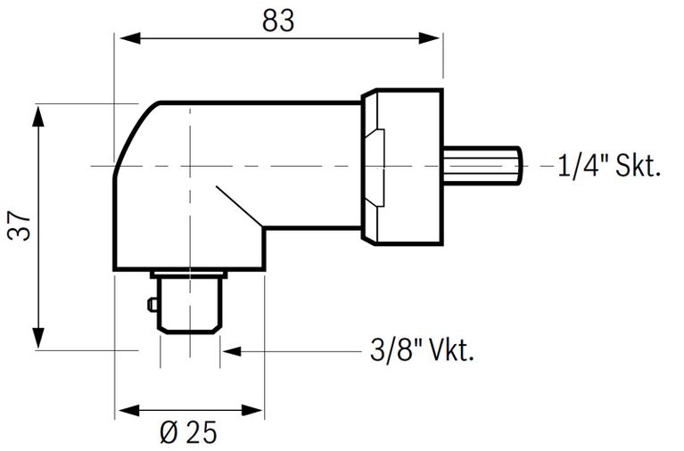 Angle head 3/8" - square drive