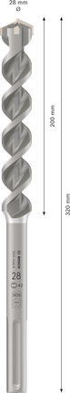PRO SDS max-4 Hammer Drill Bit, 28 x 200 x 320 mm PRO SDS max-4 Hammer Drill Bit, 28 x 200 x 320 mm