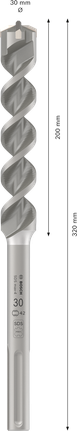 PRO SDS max-4 Hammer Drill Bit, 30 x 200 x 320 mm PRO SDS max-4 Hammer Drill Bit, 30 x 200 x 320 mm