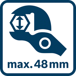 Opening of plier head for nuts is max. 48mm