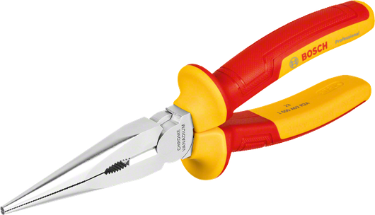 Bosch VDE long nose plier with insulated handles.