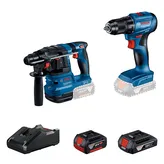 Bosch combo kit GSR 185-Li and GBH 185-Li with two 18V batteries and charger.