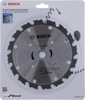 Bosch Eco for Wood CoolteQ 184×1.1 mm circular saw blade.