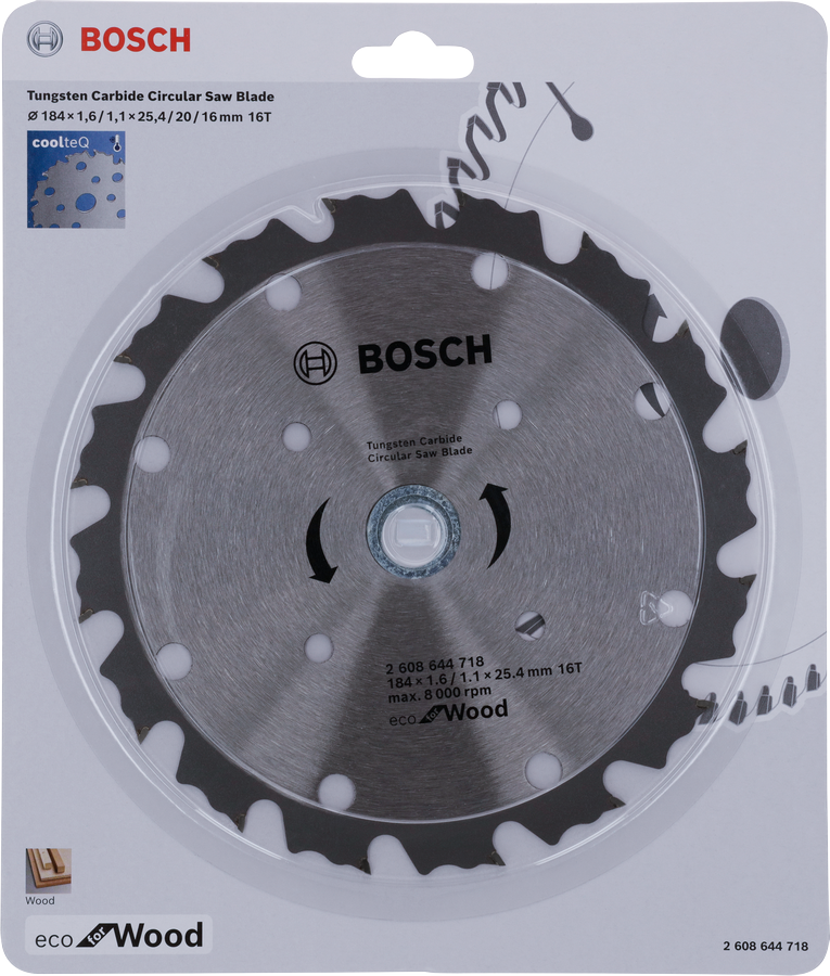 Bosch Eco for Wood CoolteQ 184×1.1 mm circular saw blade.