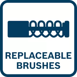 Shows that the tool has replacable carbon brushes