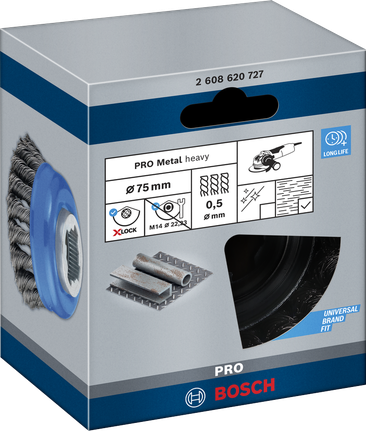Bosch PRO Metal heavy X-Lock Cup Brush 75 mm for angle grinders.