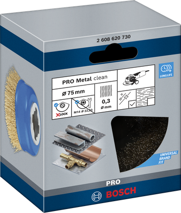 Bosch PRO Metal clean Cup Brush 75 mm for X-Lock grinders.