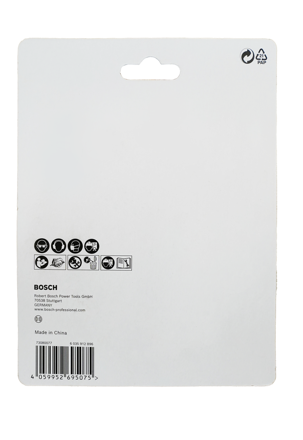 Bosch accessory packaging with product symbols.