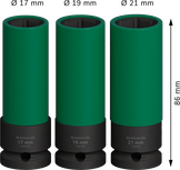 Bosch PRO Impact Socket Set extra-deep 3 piece.