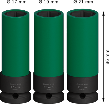 Bosch PRO Impact Socket Set extra-deep 3 piece.