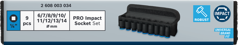 Bosch PRO Impact Socket Set 1/4 inch 9 pieces.