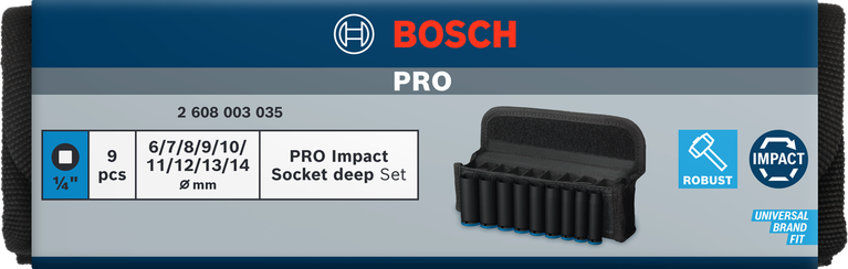 Bosch PRO Impact Socket Set 1/4 inch deep 9 pcs.
