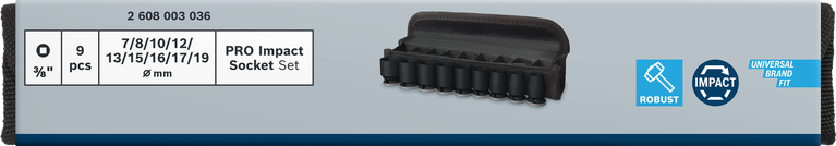 Bosch PRO Impact Socket Set 3/8 inch 9 pcs in case.